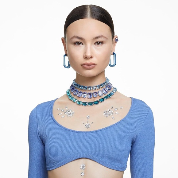 Swarovski two tone blue Millenia octagon cut necklace